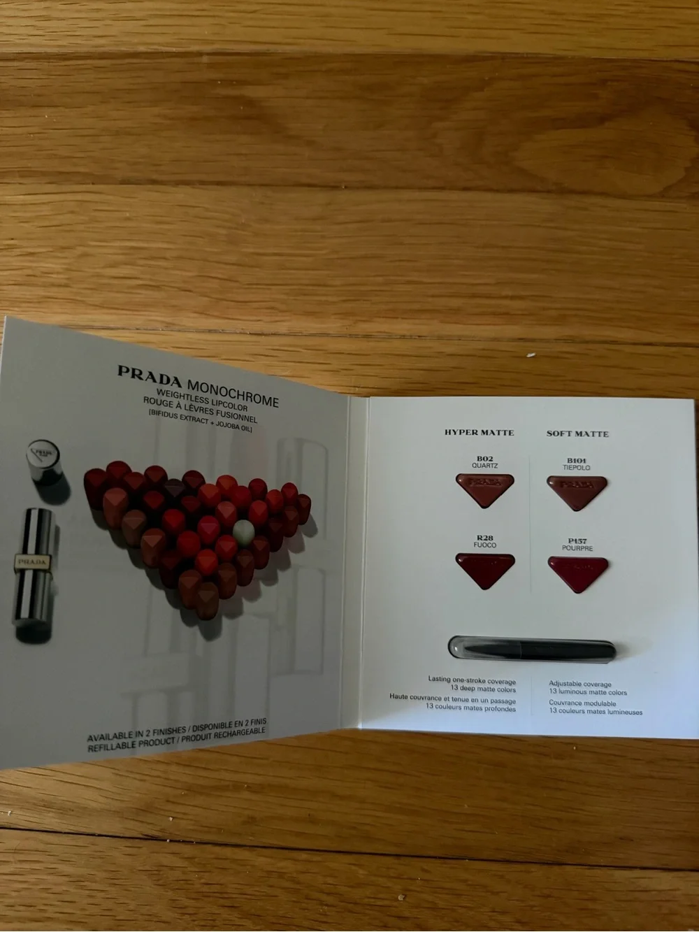 Prada Monochrome Weightless Lipcolors - 4 Sample Colors & Brush - New in Package